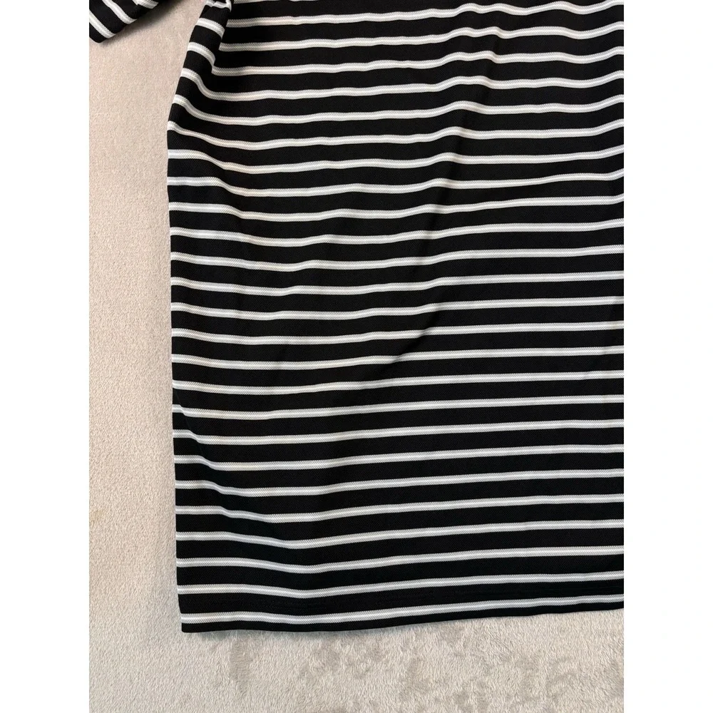 Nike Dri Fit Golf Polo Men XL Black White Striped Texans Shield Performance Polo